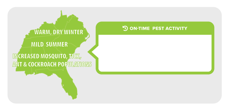 Winter pests in the Southeastern United States map